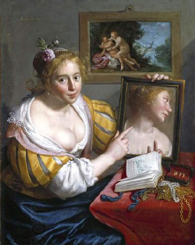 Paulus Moreelse Girl with a Mirror China oil painting art